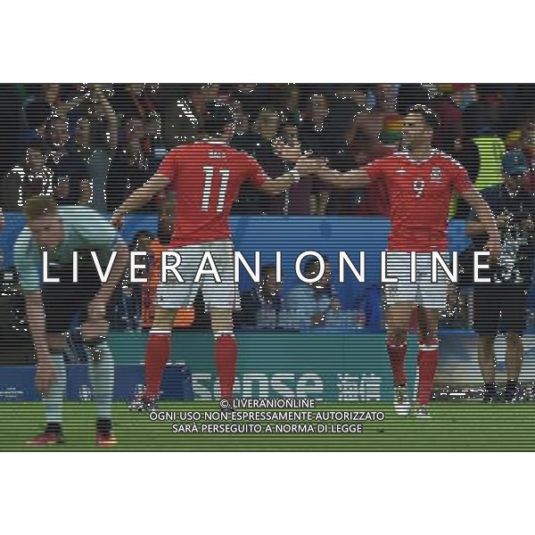 UEFA Francia EURO 2016 Final Tournament Quarter Finals Lille - 01.07.2016 Galles-Belgio Nella Foto:robson kanu esultanza dopo il gol con bale /Ph.Vitez-Ag. Aldo Liverani