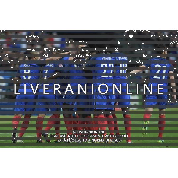 UEFA Francia EURO 2016 Final Tournament Quarter Finals Parigi Saint-Denis - 03.07.2016 Francia-Islanda Nella Foto:pogba esultanza dopo il gol - abbraccio /Ph.Vitez-Ag. Aldo Liverani