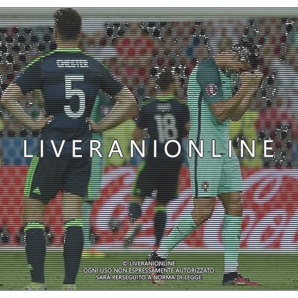 UEFA Francia EURO 2016 Final Tournament Semi-finals Lione - 06.07.2016 Portogallo-Galles Nella Foto: l\'esultanza di cristiano ronaldo che festeggia a fine gara /Ph.Vitez-Ag. Aldo Liverani