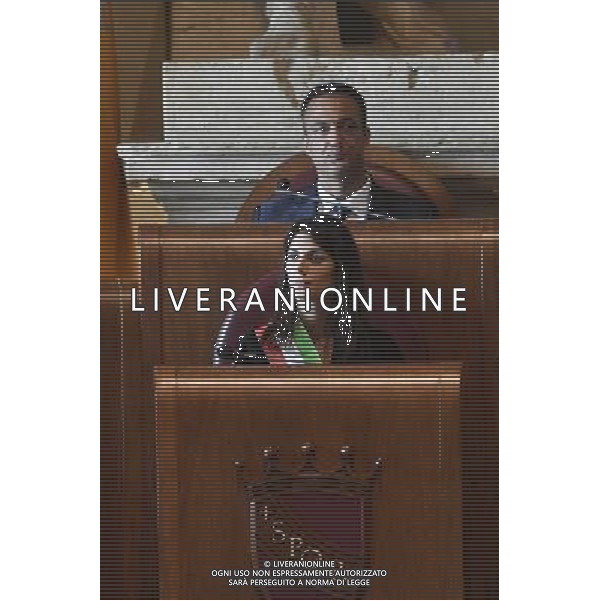 Prima seduta dellÕAssemblea Capitolina - Roma 07.07.2016 - Campidoglio - Palazzo Senatorio - Aula Giulio Cesare - nella foto: Marcello De Vito e Virginia Raggi / Ph.Corradetti - AG ALDO LIVERANI SAS