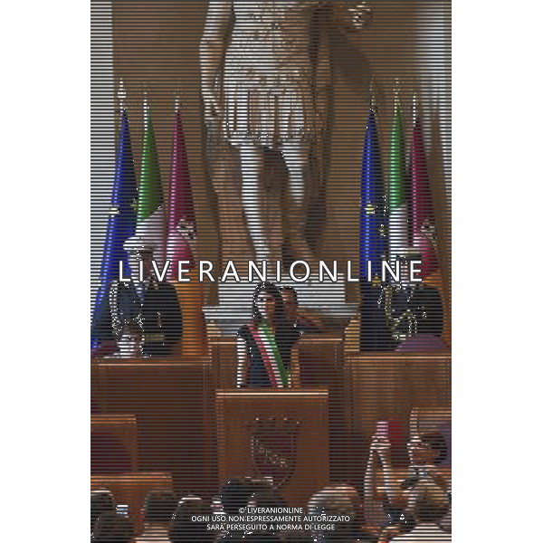 Prima seduta dellÕAssemblea Capitolina - Roma 07.07.2016 - Campidoglio - Palazzo Senatorio - Aula Giulio Cesare - nella foto: Virginia Raggi / Ph.Corradetti - AG ALDO LIVERANI SAS