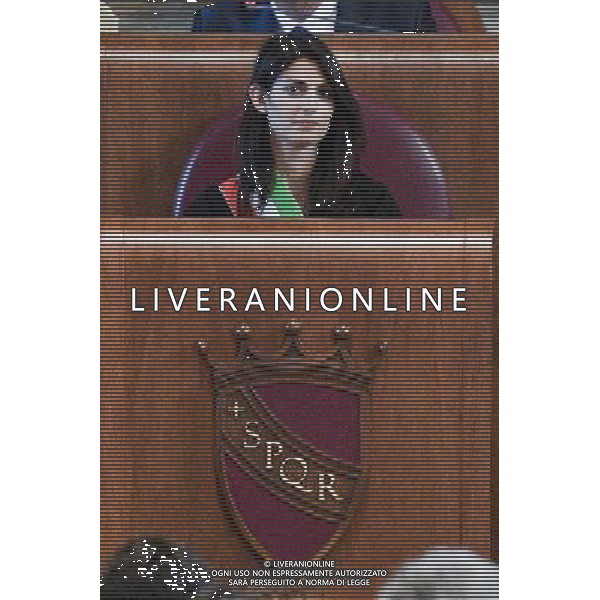 Prima seduta dellâ€™Assemblea Capitolina - Roma 07.07.2016 - Campidoglio - Palazzo Senatorio - Aula Giulio Cesare - nella foto: Virginia Raggi / Ph.Corradetti - AG ALDO LIVERANI SAS