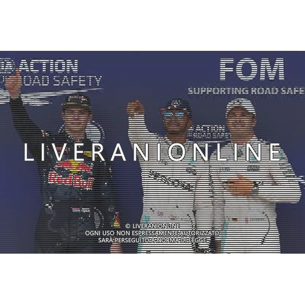 Pole for Lewis Hamilton (GBR) Mercedes AMG F1 W07 , 2nd for Nico Rosberg (GER) Mercedes AMG Petronas F1 W07 and 3rd for Max Verstappen (NLD) Red Bull Racing RB12. 09.07.2016. Formula 1 World Championship, Rd 10, British Grand Prix, Silverstone, England, Qualifying Day. AG ALDO LIVERANI SAS ONLY ITALY