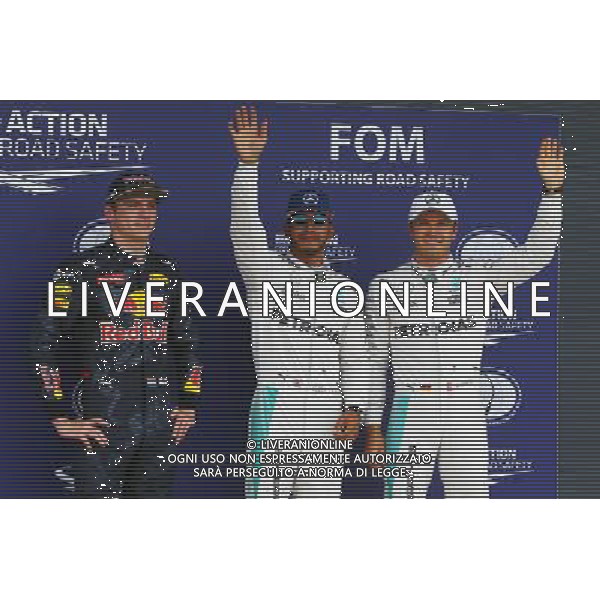 Qualifying top three in parc ferme (L to R): Max Verstappen (NLD) Red Bull Racing, third; Lewis Hamilton (GBR) Mercedes AMG F1, pole position; Nico Rosberg (GER) Mercedes AMG F1, second. 09.07.2016. Formula 1 World Championship, Rd 10, British Grand Prix, Silverstone, England, Qualifying Day. AG ALDO LIVERANI SAS ONLY ITALY