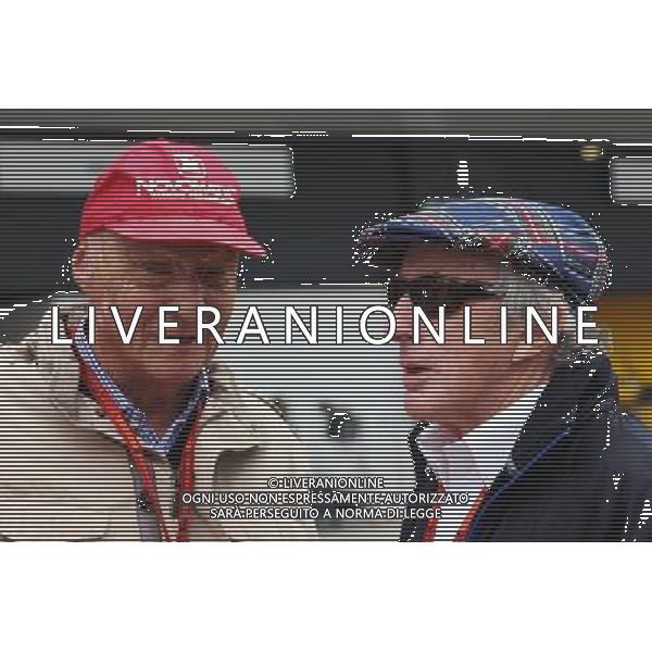 (L to R): Niki Lauda (AUT) Mercedes Non-Executive Chairman with Jackie Stewart (GBR). 10.07.2016. Formula 1 World Championship, Rd 10, British Grand Prix, Silverstone, England, Race Day. / AGENZIA ALDO LIVERANI SAS - ITALY ONLY EDITORIAL USE ONLY