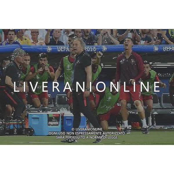UEFA Francia EURO 2016 Final Tournament Final Parigi Saint-Denis - 10.07.2016 Portogallo-Francia Nella Foto: cristiano ronaldo incita i compagni dalla panchina e si dispera per un gol mancato da nani /Ph.Vitez-Ag. Aldo Liverani