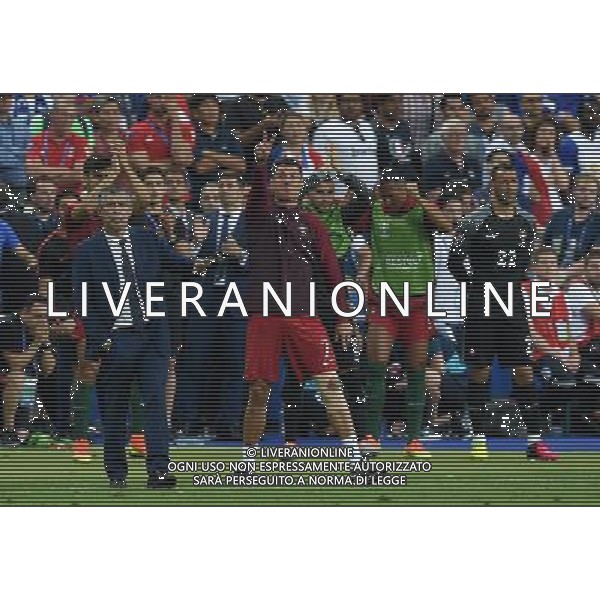 UEFA Francia EURO 2016 Final Tournament Final Parigi Saint-Denis - 10.07.2016 Portogallo-Francia Nella Foto: fernando santos e cristiano ronaldo scatenato in panchina incita i suoi compagni in campo /Ph.Vitez-Ag. Aldo Liverani
