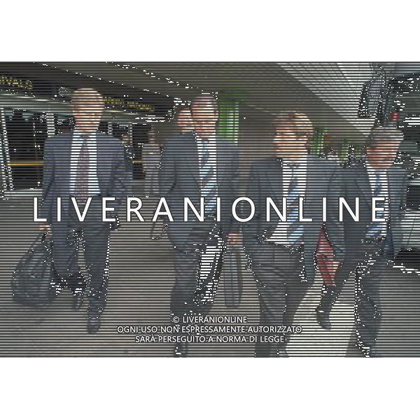 La squadra di calcio dello FC Schalke 04 al suo arrivo all\'aeroporto di Linate Milano 19/05/1997 Â© ARCHIVIO/ AGENZIA ALDO LIVERANI SAS