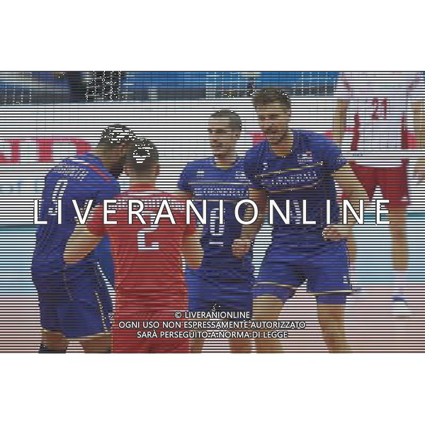 13.07.2016 KRAKOW TAURON ARENA UL. LEMA 7 ( POLAND ) SIATKOWKA MEZCZYZN ( MEN\'S VOLLEYBALL ) FINAL LIGI SWIATOWEJ 2016 - FINAL SIX ( FIVB WORLD LEAGUE FINALS KRAKOW 2016 ) MECZ POLSKA - FRANCJA ( GAME POLAND - FRANCE ) NZ OD LEWEJ ERVIN NGAPETH , JENIA GREBENNIKOV , BENJAMIN TONIUTTI , ANTONIO ROUZIER RADOSC FOTO JAKUB PIASECKI / CYFRASPORT / NEWSPIX.PL --- Newspix.pl *** Local Caption *** www.newspix.pl mail us: info@newspix.pl call us: 0048 022 23 22 222 --- Polish Picture Agency by Ringier Axel Springer Poland