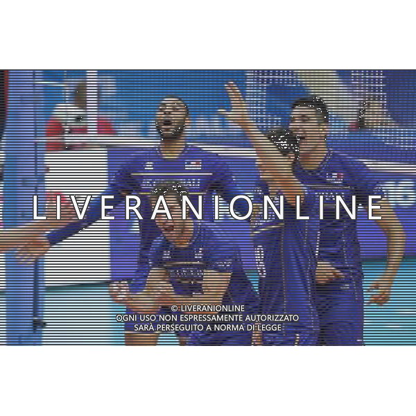 13.07.2016 KRAKOW SIATKOWKA MEZCZYZN LIGA SWIATOWA 2016 TURNIEJ FINALOWY FIVB VOLLEYBALL WORLD LEAGUE FINAL SIX 2016 MECZ POLSKA - FRANCJA ( Poland - France ) N/Z TREVOR CLEVENOT FRANCK LAFITTE EARVIN NGAPETH RADOSC EMOCJE FOT MACIEJ GOCLON / FOTONEWS / NEWSPIX.PL --- Newspix.pl *** Local Caption *** www.newspix.pl mail us: info@newspix.pl call us: 0048 022 23 22 222 --- Polish Picture Agency by Ringier Axel Springer Poland