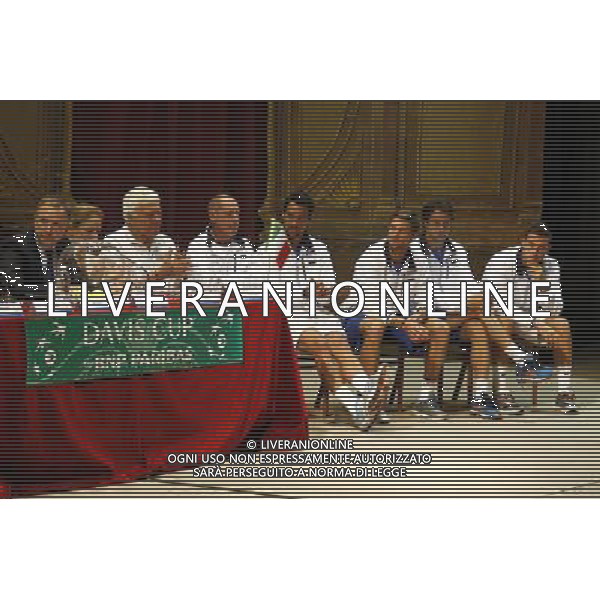 Coppa Davis, Italia vs Argentina, Quarti di finale del gruppo mondiale Davis Cup BNP Paribas, 14/07/2016, nella foto: LA NAZIONALE ITALIANA, DURANTE I SORTEGGI, ©Claudio Zamagni/Agenzia Aldo Liverani s.a.s.