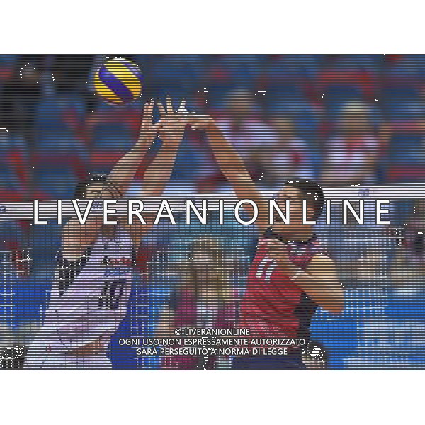 2016.07.14 Krakow Siatkowka mezczyzn Liga Swiatowa 2016 Finaly Wlochy - USA N/z Filippo Lanza (ITA) Micah Christenson (USA) Foto Lukasz Laskowski / PressFocus 2016.07.14 Krakow FIVB Volleyball World League Finals Italy vs USA Filippo Lanza (ITA) Micah Christenson (USA) Credit: Lukasz Laskowski / PressFocus / NEWSPIX.PL AG ALDO LIVERANI SAS ONLY ITALY