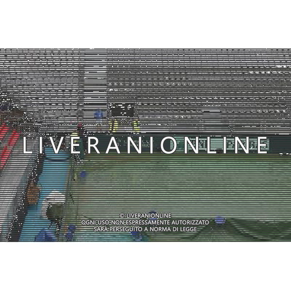 Coppa Davis, Italia vs Argentina, Quarti di finale del gruppo mondiale Davis Cup BNP Paribas, Primo giorno, 15/07/2016, nella foto: il campo da gioco, allagato, Â©Claudio Zamagni/Agenzia Aldo Liverani s.a.s.