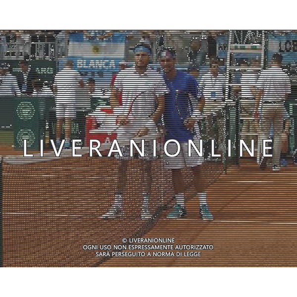 Coppa Davis, Italia vs Argentina, Quarti di finale del gruppo mondiale Davis Cup BNP Paribas, secondo giorno, FABIO FOGNINI vs JUAN MONACO, 16/07/2016, nella foto: FABIO FOGNINI, JUAN MONACO, ©Claudio Zamagni/Agenzia Aldo Liverani s.a.s.