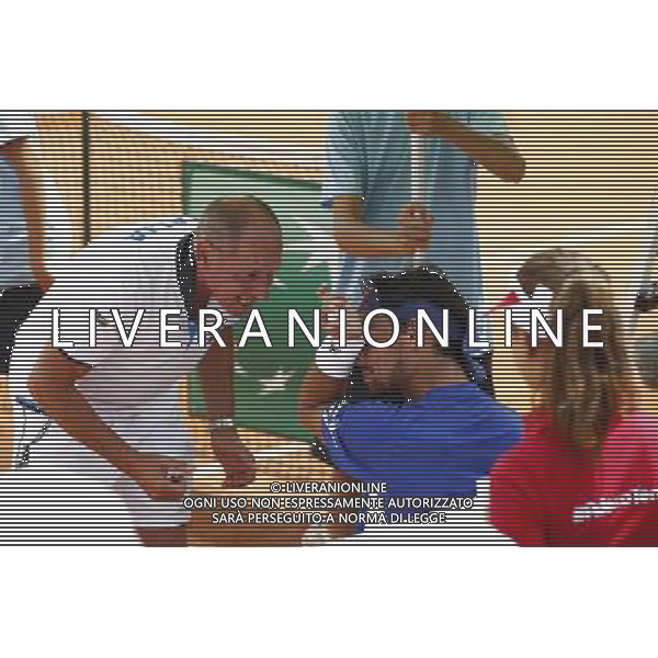 Coppa Davis, Italia vs Argentina, Quarti di finale del gruppo mondiale Davis Cup BNP Paribas, secondo giorno, FABIO FOGNINI vs JUAN MONACO, 16/07/2016, nella foto: FOGNINI, BARAZZUTI, ©Claudio Zamagni/Agenzia Aldo Liverani s.a.s.