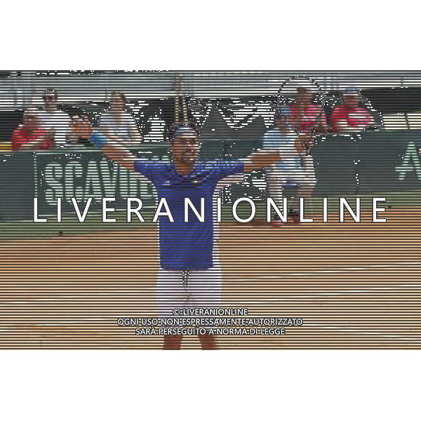 Coppa Davis, Italia vs Argentina, Quarti di finale del gruppo mondiale Davis Cup BNP Paribas, secondo giorno, FABIO FOGNINI vs JUAN MONACO, 16/07/2016, nella foto: ESULTANZA FOGNINI, ©Claudio Zamagni/Agenzia Aldo Liverani s.a.s.