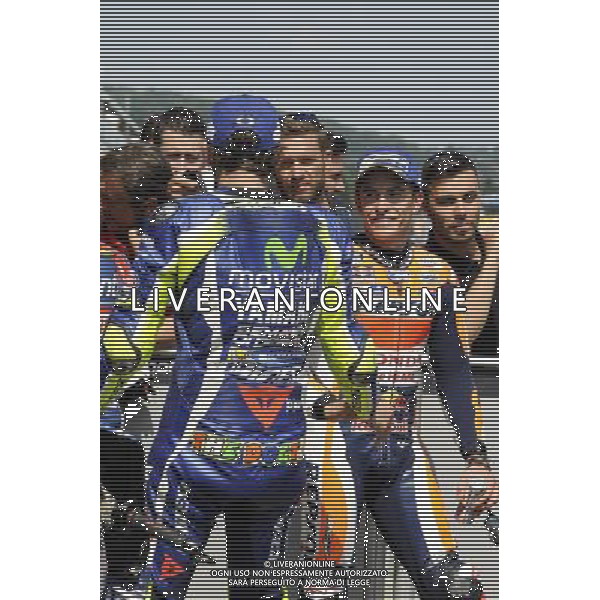 16.07.2016. Sachsenring, Germania. Valentino Rossi e marc Marquez durante il parco chiuso. - Motomondiale ©PIAZZOLLA/AGENZIA ALDO LIVERANI SAS