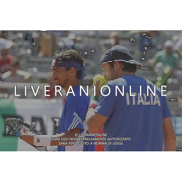 Coppa Davis, Italia vs Argentina, Quarti di finale del gruppo mondiale Davis Cup BNP Paribas, secondo giorno, il doppio tra PAOLO LORENZI, FABIO FOGNINI vs JUAN DEL PORTO, GUIDO PELLA, 16/07/2016, nella foto: PAOLO LORENZI, FABIO FOGNINI, ©Claudio Zamagni/Agenzia Aldo Liverani s.a.s.