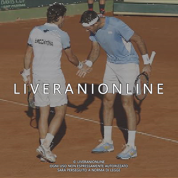 Coppa Davis, Italia vs Argentina, Quarti di finale del gruppo mondiale Davis Cup BNP Paribas, secondo giorno, il doppio tra PAOLO LORENZI, FABIO FOGNINI vs JUAN DEL PORTO, GUIDO PELLA, 16/07/2016, nella foto: ESULTANZA PELLA, DEL PORTO, ©Claudio Zamagni/Agenzia Aldo Liverani s.a.s.