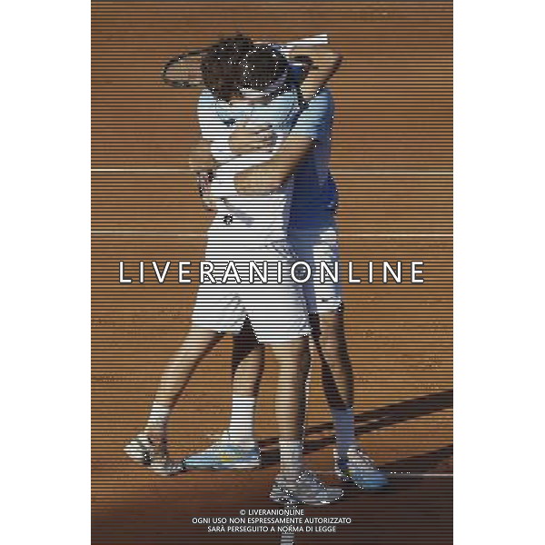 Coppa Davis, Italia vs Argentina, Quarti di finale del gruppo mondiale Davis Cup BNP Paribas, secondo giorno, il doppio tra PAOLO LORENZI, FABIO FOGNINI vs JUAN DEL PORTO, GUIDO PELLA, 16/07/2016, nella foto: ESULTANZA PELLA, DEL PORTO, ©Claudio Zamagni/Agenzia Aldo Liverani s.a.s.