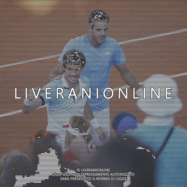 Coppa Davis, Italia vs Argentina, Quarti di finale del gruppo mondiale Davis Cup BNP Paribas, secondo giorno, il doppio tra PAOLO LORENZI, FABIO FOGNINI vs JUAN DEL PORTO, GUIDO PELLA, 16/07/2016, nella foto: ESULTANZA FINALE, PELLA, DEL PORTO, ©Claudio Zamagni/Agenzia Aldo Liverani s.a.s.