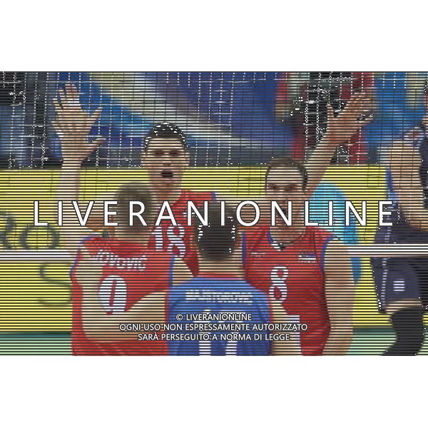 16.07.2016 KRAKOW TAURON ARENA UL. LEMA 7 ( POLAND ) SIATKOWKA MEZCZYZN ( MEN\'S VOLLEYBALL ) FINAL LIGI SWIATOWEJ 2016 - FINAL SIX ( FIVB WORLD LEAGUE FINALS KRAKOW 2016 ) POLFINAL WLOCHY -SERBIA (SEMI FINAL GAME ITALY - SERBIA) NZ MARKO PODRASCANIN , NARKO IVOVIC RADOSC PO WYGRANEJ AKCJI FOTO JAKUB PIASECKI / CYFRASPORT / NEWSPIX.PL --- Newspix.pl /AGENZIA ALDO LIVERANI SAS - ONLY ITALY - SERBIA - ITALIA Volley Men World League 2016 semifinale FIVB VOLLEY WORLD LEAGUE FINAL SIX 16/07/2016 *** Local Caption *** www.newspix.pl mail us: info@newspix.pl call us: 0048 022 23 22 222 --- Polish Picture Agency by Ringier Axel Springer Poland