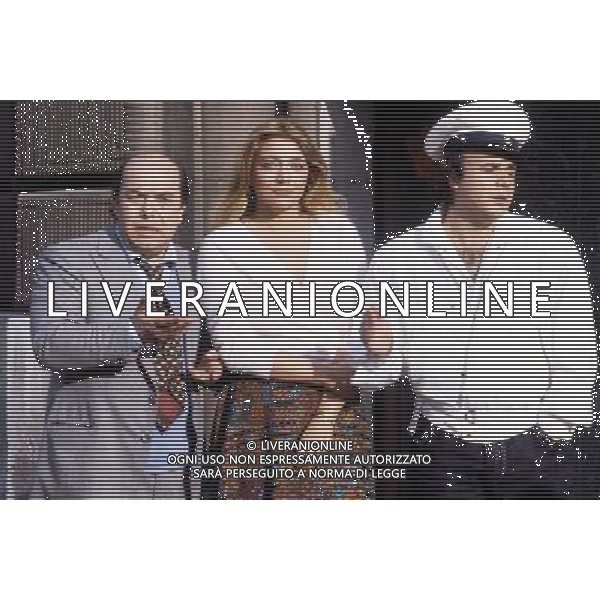 Mara Venier, pseudonimo di Mara Povoleri, attrice e conduttrice televisiva italiana. - Retrospettiva nella foto con Lino Banfi e Jerry Cala\' nel 1983 © Archivio / AGENZIA ALDO LIVERANI SAS