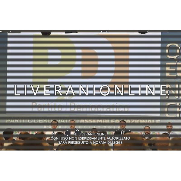 Assemblea Nazionale Partito Democratico - Roma 23.07.2016 - Hotel Parco dei Principi - nella foto: Il tavolo della presidenza durante l\'inno nazionale / Ph.Corradetti - AG ALDO LIVERANI SAS/ AGENZIA ALDO LIVERANI SAS