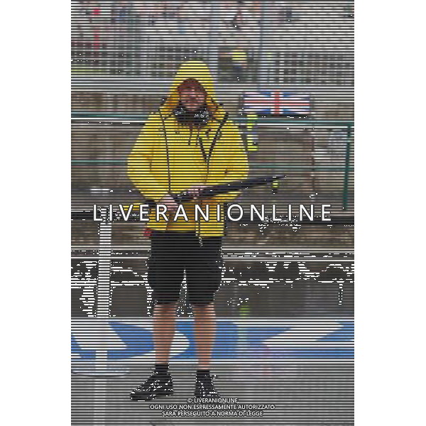Andy Stobart (GBR) Renault Sport F1 Team Press Officer as a rain storm hits the circuit before qualifying. 23.07.2016. Formula 1 World Championship, Rd 11, Hungarian Grand Prix, Budapest, Hungary, Qualifying Day. / AGENZIA ALDO LIVERANI SAS - ITALY ONLY EDITORIAL USE ONLY - GP F1 Ungheria - Prove Ufficiali Qualifiche