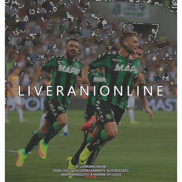 SASSUOLO - LUCERNA PRELIMINARI UEFA EUROPA LEAGUE 04 AGOSTO 2016 NELLA FOTO ESULTANZA DOPO IL GOL SU RIGORE DI BERARDI ©GS/AGENZIA ALDO LIVERANI SAS