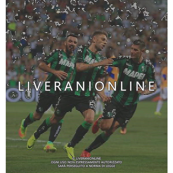 SASSUOLO - LUCERNA PRELIMINARI UEFA EUROPA LEAGUE 04 AGOSTO 2016 NELLA FOTO ESULTANZA DOPO IL GOL SU RIGORE DI BERARDI ©GS/AGENZIA ALDO LIVERANI SAS