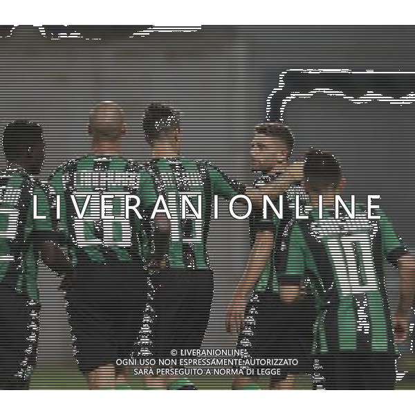 SASSUOLO - LUCERNA PRELIMINARI UEFA EUROPA LEAGUE 04 AGOSTO 2016 NELLA FOTO ESULTANZA DOPO IL GOL SU RIGORE DI BERARDI ©GS/AGENZIA ALDO LIVERANI SAS