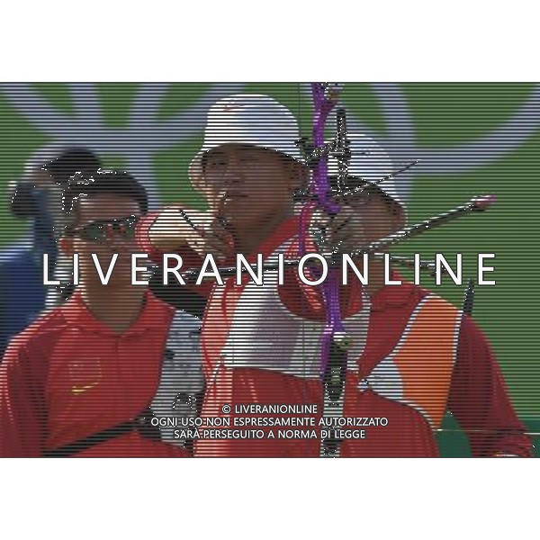 XXXI Olympic Games Giochi Olimpici Rio 2016 Rio de Janeiro - 06.08.2016 Tiro con l\'arco a squadre Quarti di FInale Italia-Cina Nella Foto:Team Cina Gu Xuesong,Wnag Dapeng,Xing Yu /Ph.Vitez-Ag. Aldo Liverani