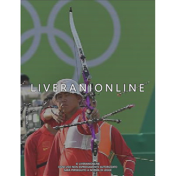 XXXI Olympic Games Giochi Olimpici Rio 2016 Rio de Janeiro - 06.08.2016 Tiro con l\'arco a squadre Quarti di FInale Italia-Cina Nella Foto:Team Cina Gu Xuesong,Wnag Dapeng,Xing Yu /Ph.Vitez-Ag. Aldo Liverani
