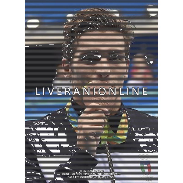 XXXI Olympic Games Giochi Olimpici Rio 2016 Rio de Janeiro - 06.08.2016 Nuoto Nella Foto:Finale 400m Stile Libero Maschile Detti Gabriele con la medaglia /Ph.Vitez-Ag. Aldo Liverani