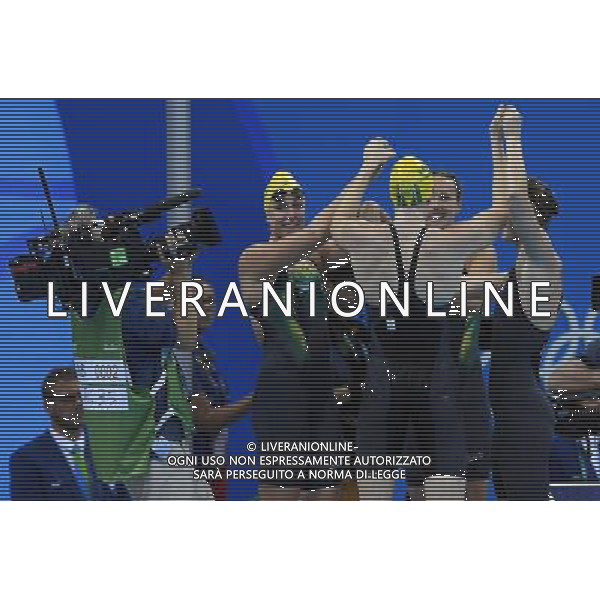 XXXI Olympic Games Giochi Olimpici Rio 2016 Rio de Janeiro - 06.08.2016 Nuoto Nella Foto:Finale Staffetta 4x100 Stile Libero Donne l\'esultanza delle ragazze australiane /Ph.Vitez-Ag. Aldo Liverani