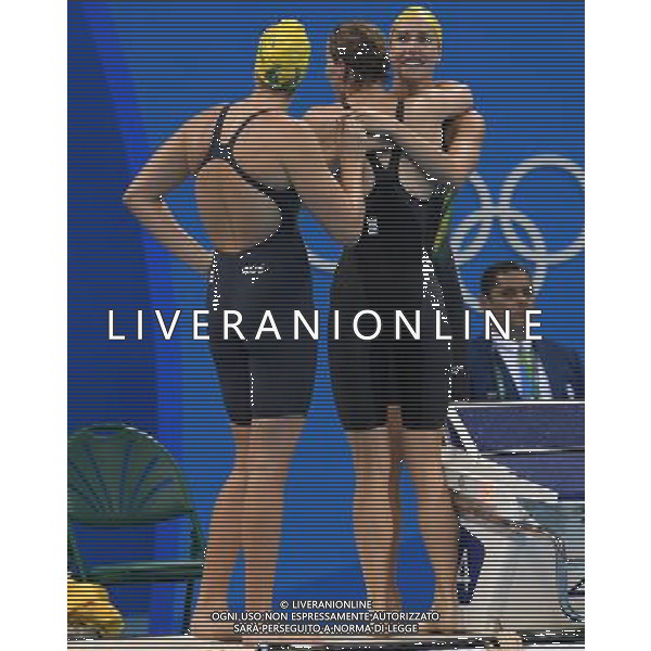 XXXI Olympic Games Giochi Olimpici Rio 2016 Rio de Janeiro - 06.08.2016 Nuoto Nella Foto:Finale Staffetta 4x100 Stile Libero Donne l\'esultanza delle ragazze australiane /Ph.Vitez-Ag. Aldo Liverani