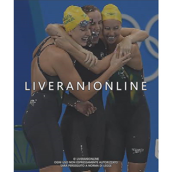 XXXI Olympic Games Giochi Olimpici Rio 2016 Rio de Janeiro - 06.08.2016 Nuoto Nella Foto:Finale Staffetta 4x100 Stile Libero Donne l\'esultanza delle ragazze australiane /Ph.Vitez-Ag. Aldo Liverani