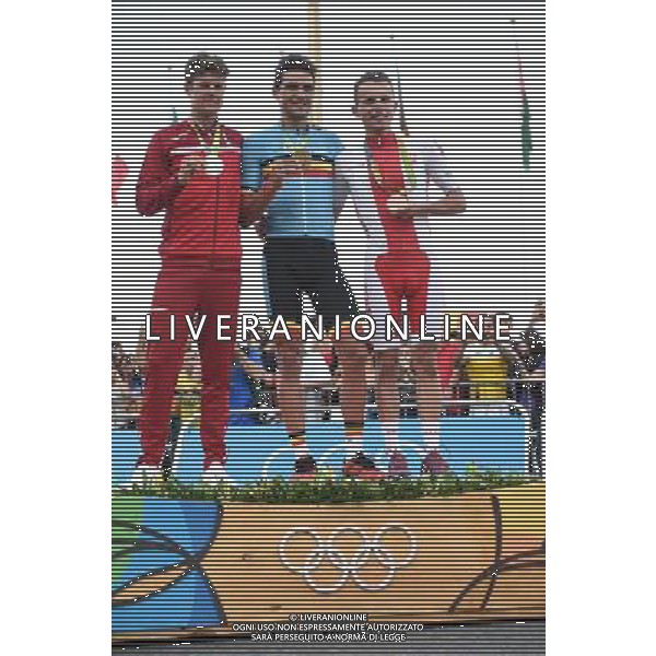 06-08-2016 Giochi Olimpici Elite Uomini; 2016, Astana; 2016, Bmc Racing; 2016, Tinkoff; Fuglsang, Jacob; Van Avermaet, Greg; Majka, Rafal; Rio De Janeiro; ©SIROTTI/AGENZIA ALDO LIVERANI SAS 06-08-2016 Giochi Olimpici Ciclismo Elite Uomini; Olimpiadi Rio Brasile 2016