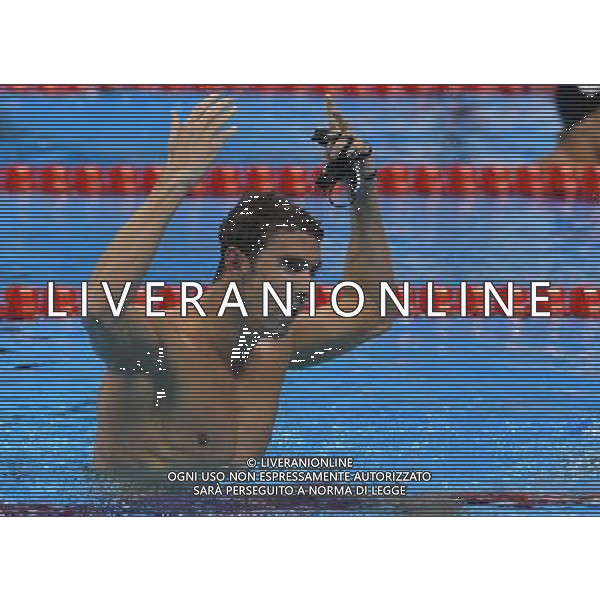 XXXI Olympic Games Giochi Olimpici Rio 2016 Rio de Janeiro - 09.08.2016 Nuoto Staffetta 4x200 Stile Libero Maschile Nella Foto:Michael Phelps festeggia la vittoria /Ph.Vitez-Ag. Aldo Liverani