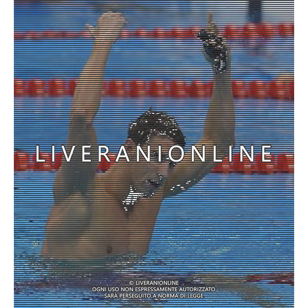 XXXI Olympic Games Giochi Olimpici Rio 2016 Rio de Janeiro - 09.08.2016 Nuoto Staffetta 4x200 Stile Libero Maschile Nella Foto:Michael Phelps festeggia la vittoria /Ph.Vitez-Ag. Aldo Liverani