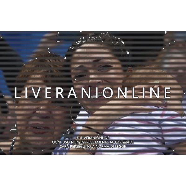 XXXI Olympic Games Giochi Olimpici Rio 2016 Rio de Janeiro - 09.08.2016 Nuoto Finale 200m Farfalla Maschile Nella Foto:Le lacrime della Madre e della Moglie di Michael Phelps con in braccio il figlio /Ph.Vitez-Ag. Aldo Liverani