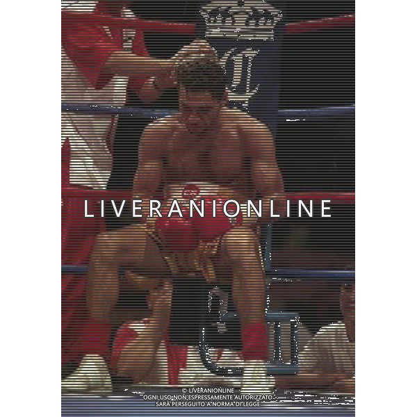 MILANO 20/06/1996 INCONTRO DI BOXE GIOVANNI PARISI GONZALES NELLA FOTO L\'INCONTRO DI PUGILATO TRA GIOVANNI PARISI E GONZALES AG ALDO LIVERANI SAS