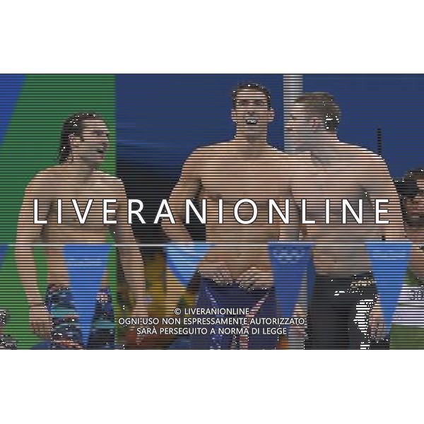 XXXI Olympic Games Giochi Olimpici Rio 2016 Rio de Janeiro - 13.08.2016 Nuoto Finale 4x100 Misti Maschile Nella Foto:Michael Phelps e la squadra americana festeggiano la vittoria /Ph.Vitez-Ag. Aldo Liverani