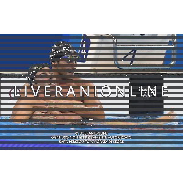 XXXI Olympic Games Giochi Olimpici Rio 2016 Rio de Janeiro - 13.08.2016 NuotoFinale 1500m Stile Libero Maschile Nella Foto:Paltrinieri Gregorio Festeggia con Detti Gabriele /Ph.Vitez-Ag. Aldo Liverani