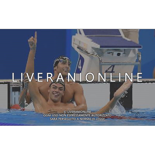 XXXI Olympic Games Giochi Olimpici Rio 2016 Rio de Janeiro - 13.08.2016 NuotoFinale 1500m Stile Libero Maschile Nella Foto:Paltrinieri Gregorio Festeggia con Detti Gabriele /Ph.Vitez-Ag. Aldo Liverani