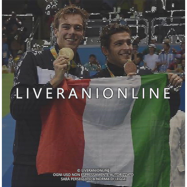 XXXI Olympic Games Giochi Olimpici Rio 2016 Rio de Janeiro - 13.08.2016 NuotoFinale 1500m Stile Libero Maschile Nella Foto:Paltrinieri Gregorio e Detti Gabriele con la medaglia /Ph.Vitez-Ag. Aldo Liverani