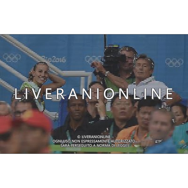 XXXI Olympic Games Giochi Olimpici Rio 2016 Rio de Janeiro - 14.08.2016 Finale Tuffi Trampolino 3m Femminile Nella Foto:Tania Cagnotto festeggia con il padre Giorgio Cagnotto /Ph.Vitez-Ag. Aldo Liverani