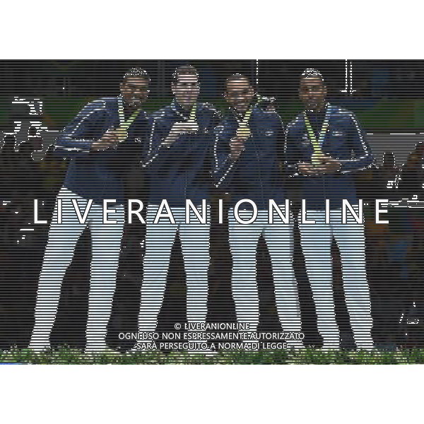 XXXI Olympic Games Giochi Olimpici Rio 2016 Rio de Janeiro - 14.08.2016 Finale Scherma Spada a Squadre Maschile Italia vs Francia Nella Foto:Paolo Pizzo,Enrico Garozzo,Marco Fichera,Andrea Santarelli vs Gauthier Grumier,Yannick Borel,Daniel Jerent,Jean Michel Lucenay /Ph.Vitez-Ag. Aldo Liverani