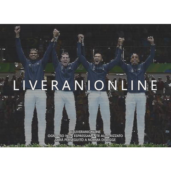 XXXI Olympic Games Giochi Olimpici Rio 2016 Rio de Janeiro - 14.08.2016 Finale Scherma Spada a Squadre Maschile Italia vs Francia Nella Foto:Paolo Pizzo,Enrico Garozzo,Marco Fichera,Andrea Santarelli vs Gauthier Grumier,Yannick Borel,Daniel Jerent,Jean Michel Lucenay /Ph.Vitez-Ag. Aldo Liverani
